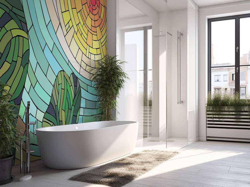 Röd sol vid träden