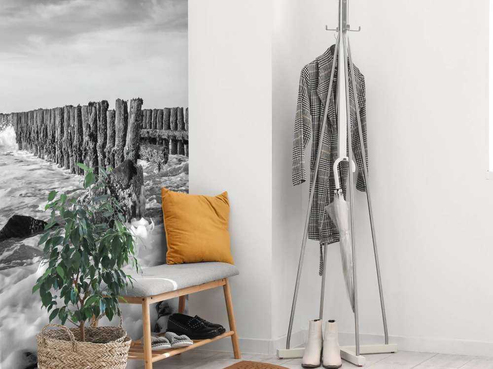 Skummande hav i svartvitt