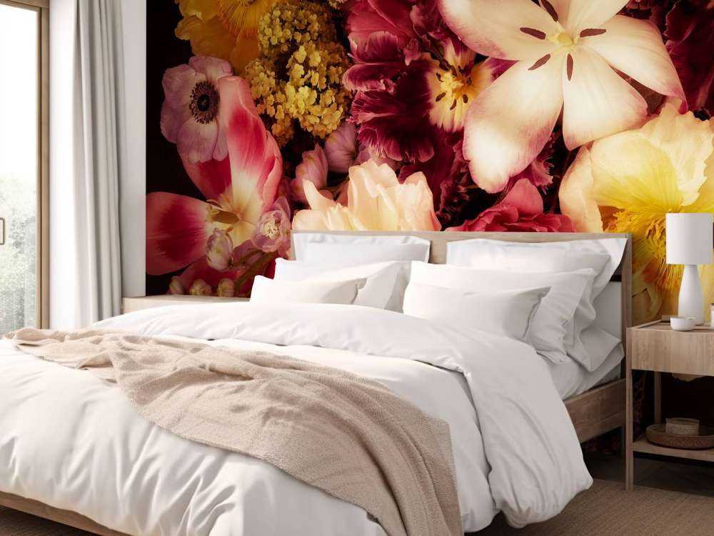 Vacker och färgglad blomsterkrans