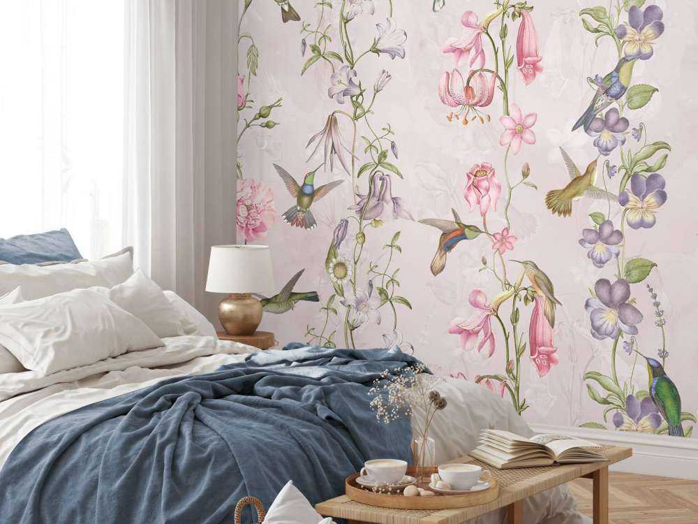 Vädd och trädgårdsblommor rosa