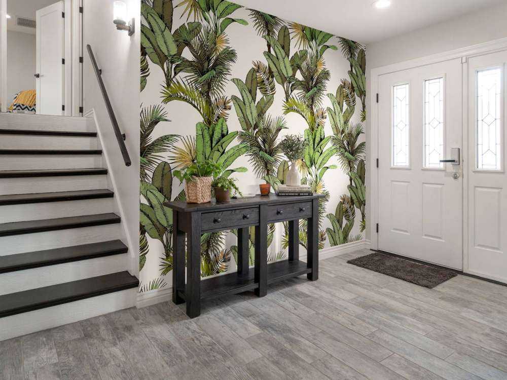 Tropiska palm- och bananblad