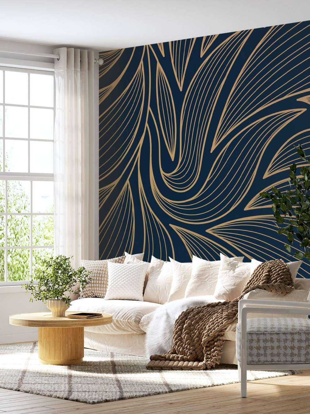 Art deco blommor blå