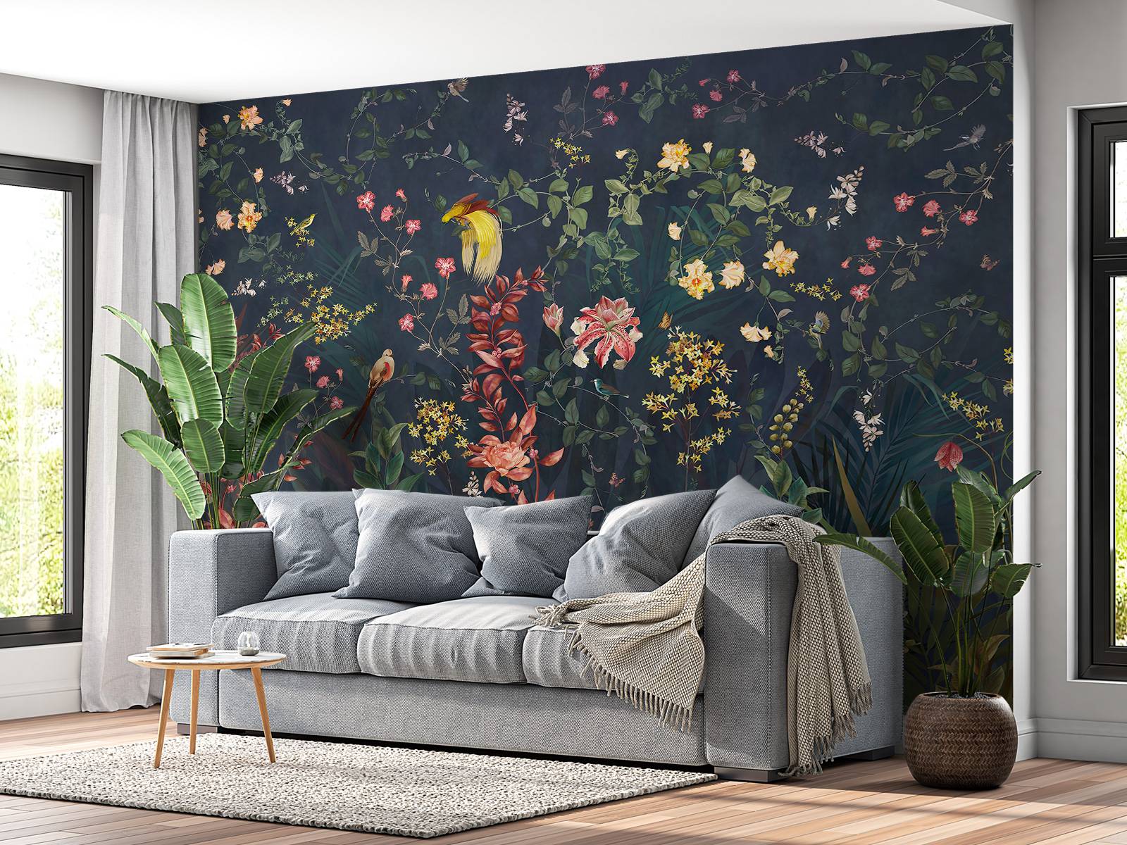 Djungelblommor och fåglar