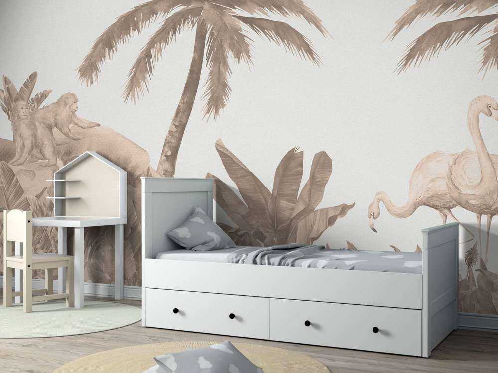 Apor och flamingos