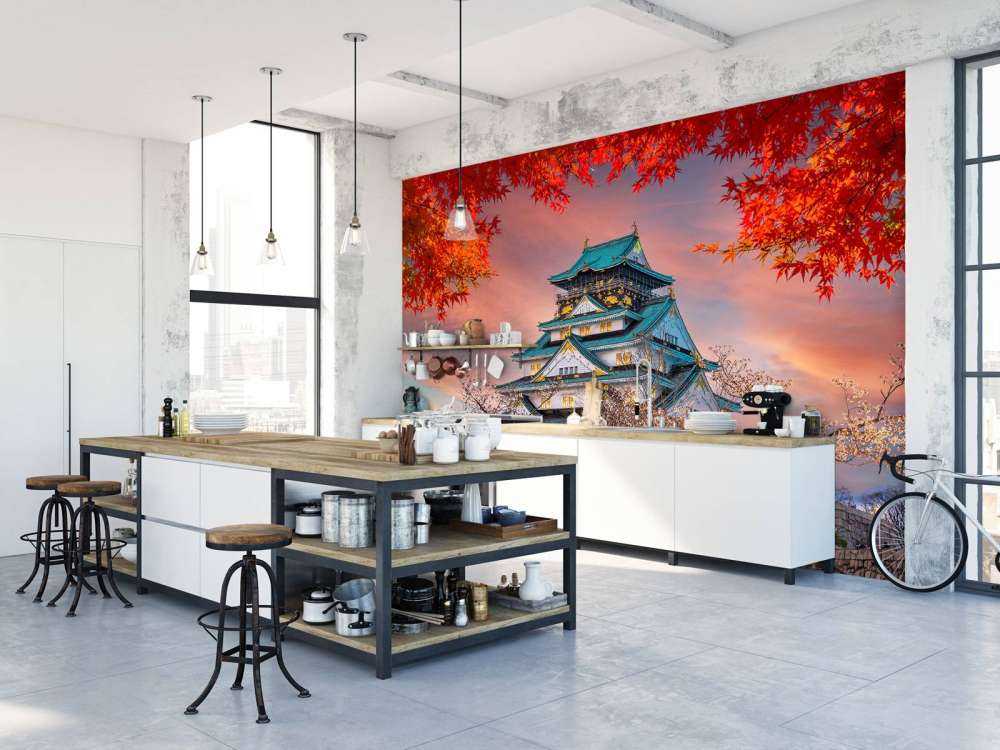 Osaka slott genom träden