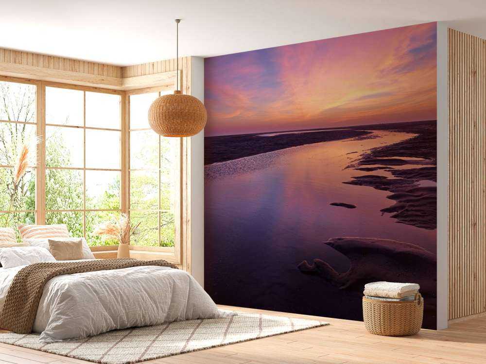 Solnedgång med lila luft