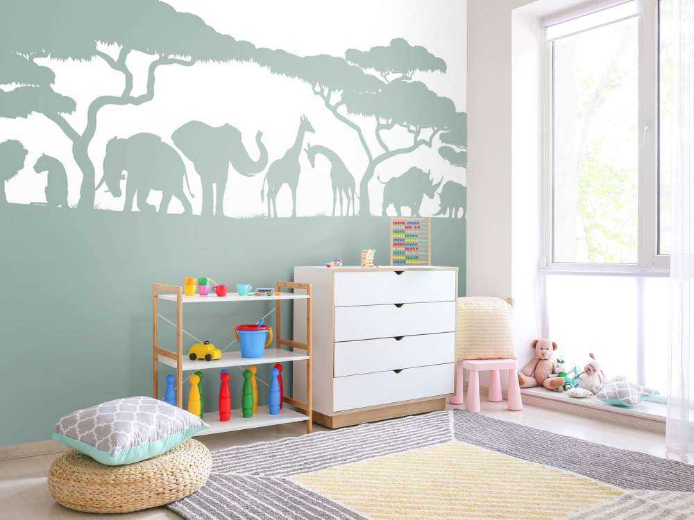 Silhuett safari djur, ljusgrön