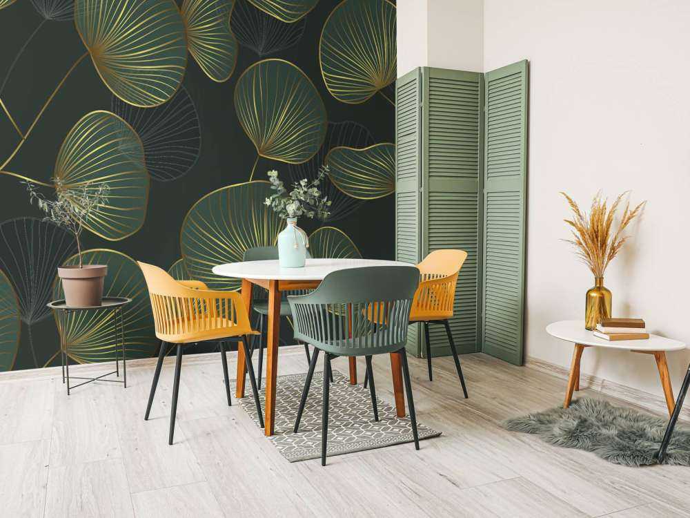 Dekorativa blad med guld