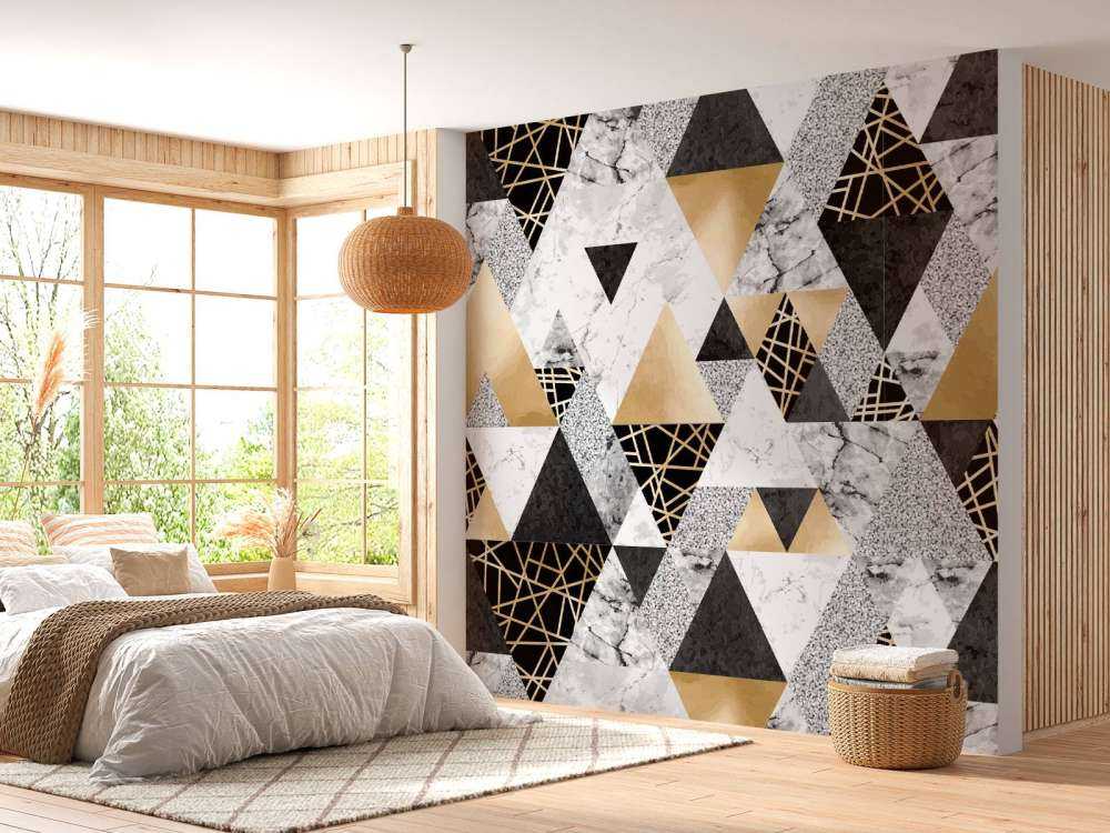 Marmor trianglar med guld