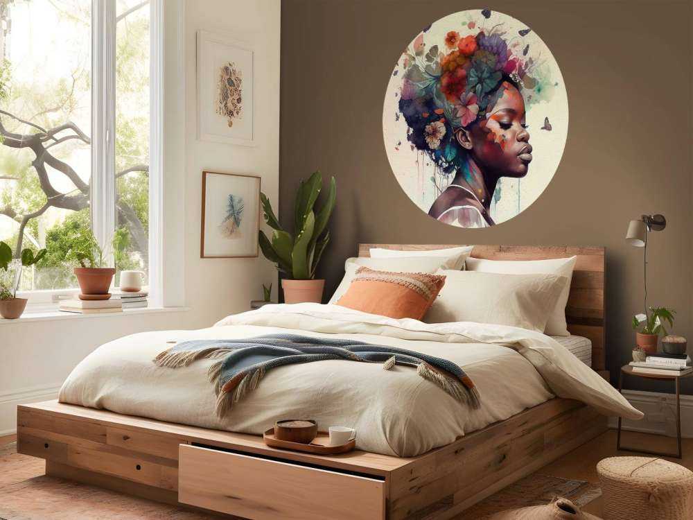 Watercolor Butterfly African Woman #1