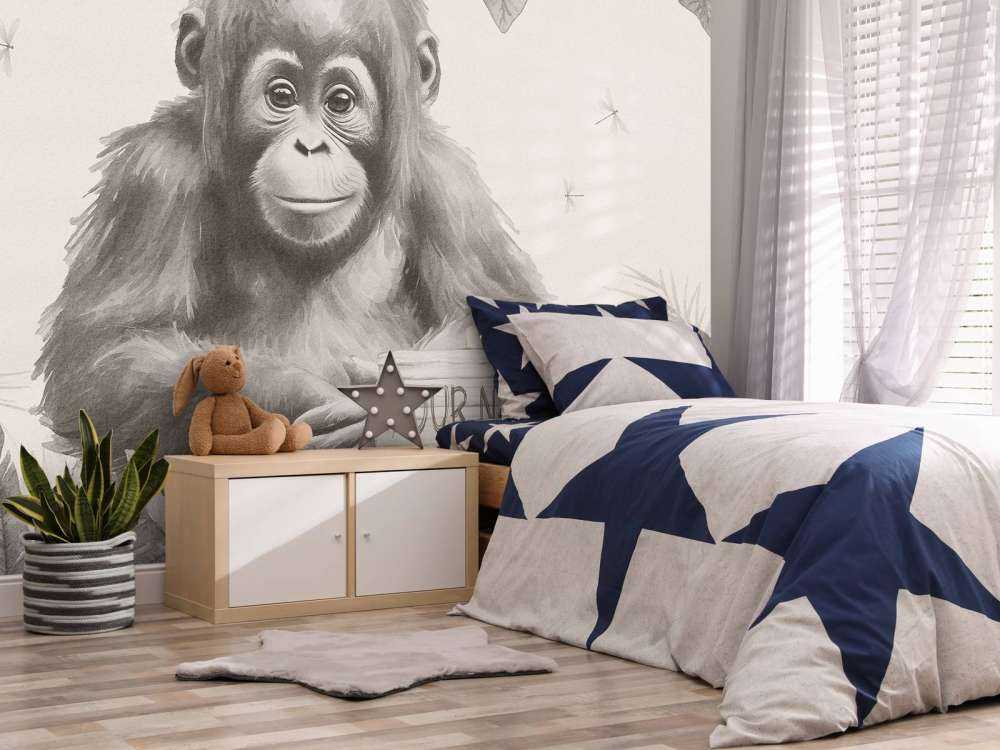 Orangutangunge i djungeln beige