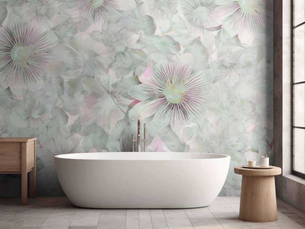 Botanisk akvarell elegans pastellrosa