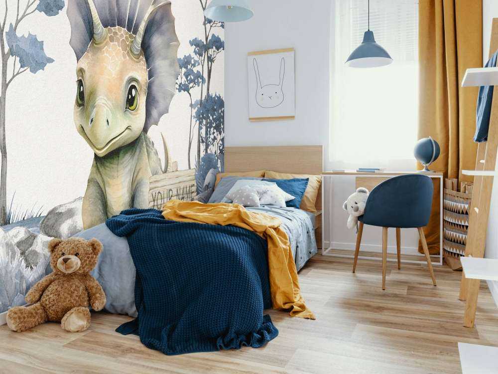 Baby triceratops i den blåa djungeln