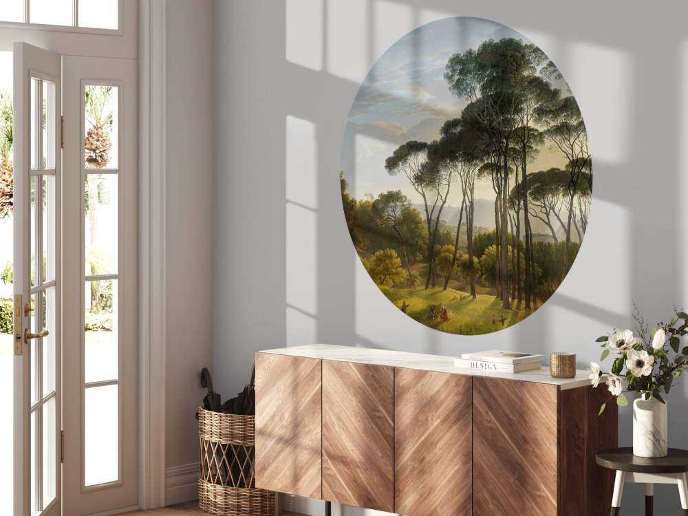 Italiensk landskab med parasol fyrretræer