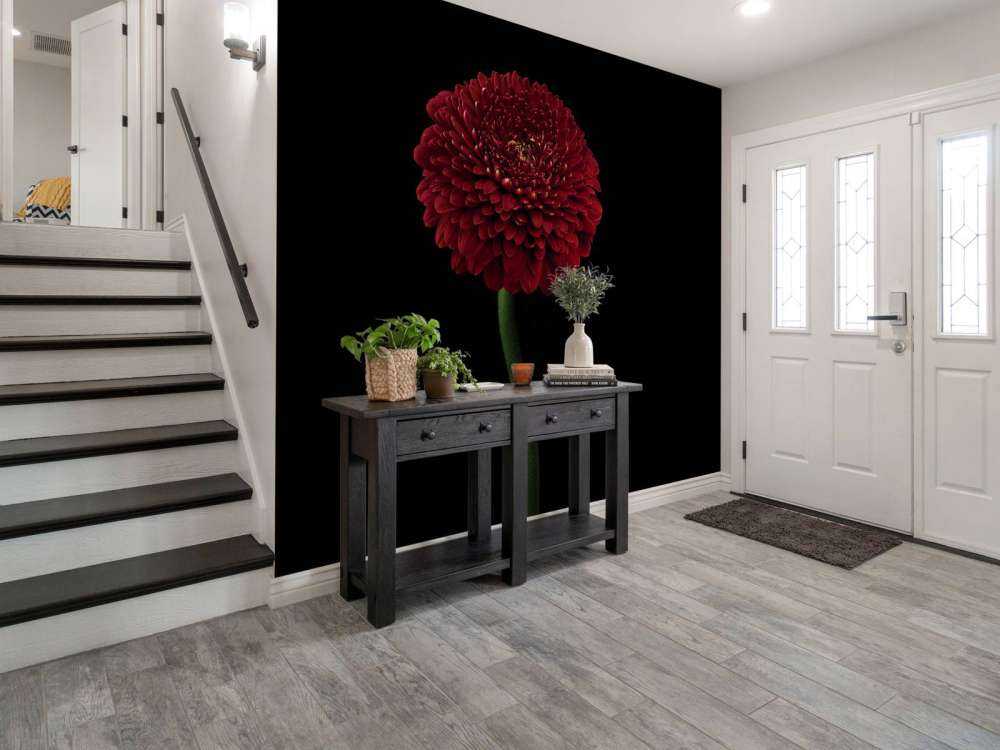 Rød blomst på stammen