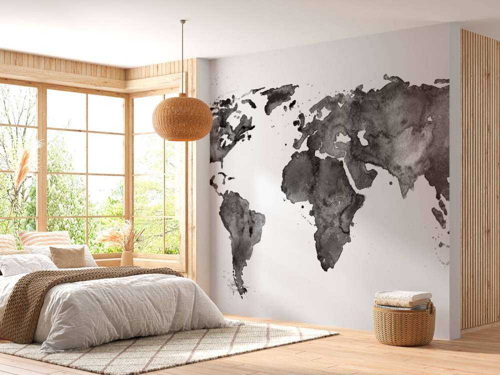 Sort verdenskort over akvarel