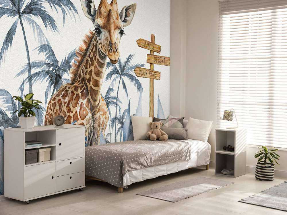 Baby-giraf i den blå jungle