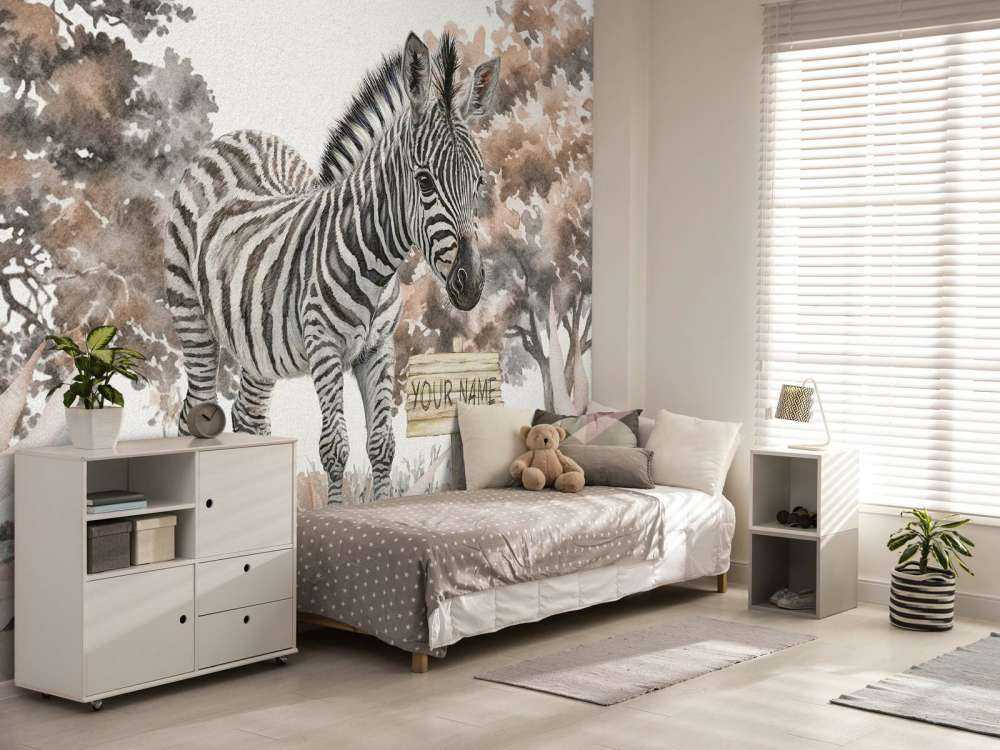 Ung zebra i naturen taupe