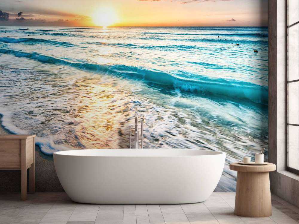 Zonsondergang boven zee