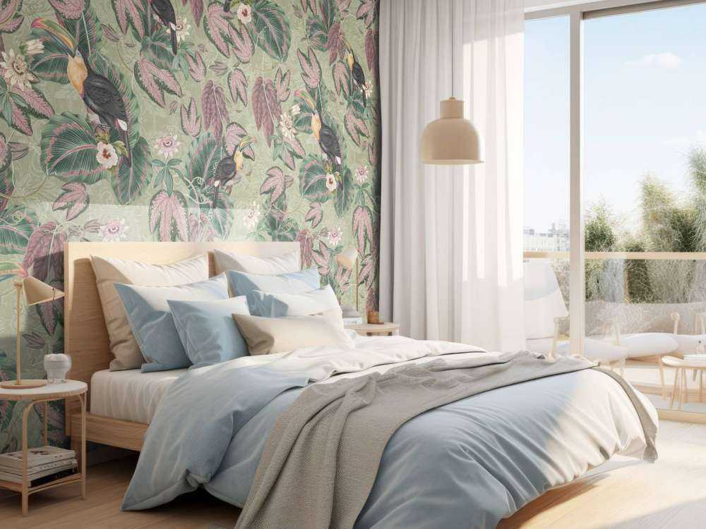 Tropiske junglefugle & tukaner - salviegrøn