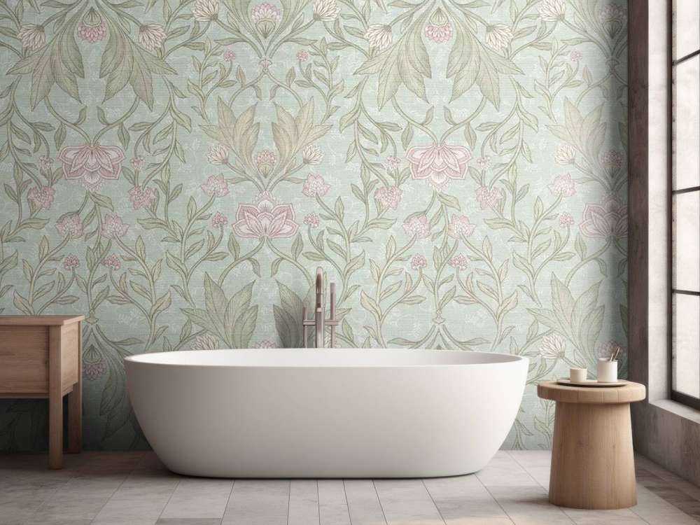 Morris blomsterdamask - mintgrøn