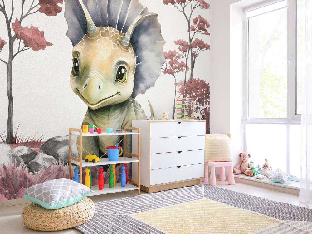 Baby triceratops i den rosa junglen