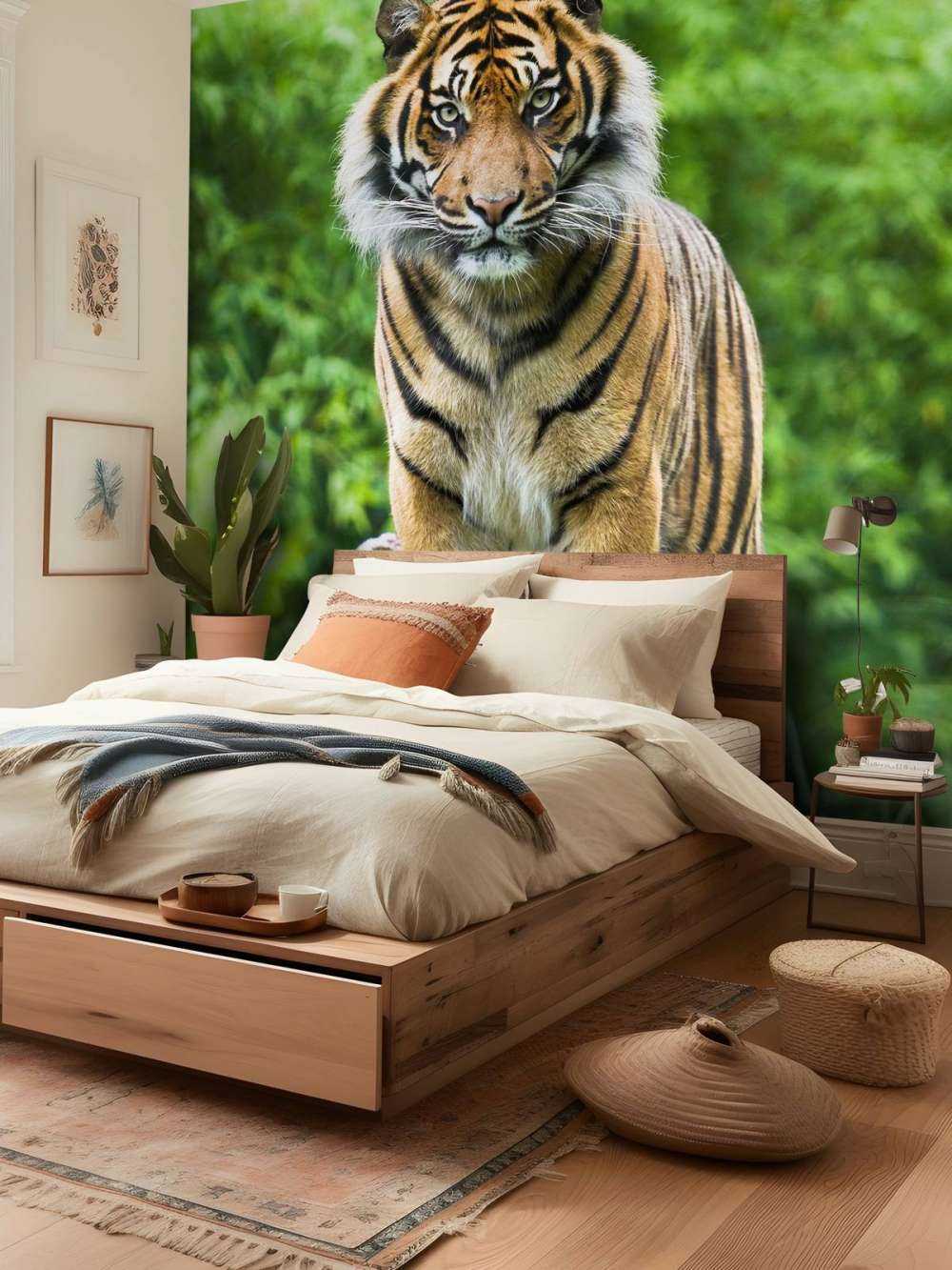 Tiger som står på en stein