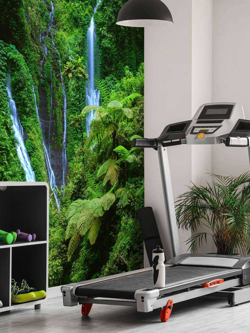 Grønn jungel og fossefall