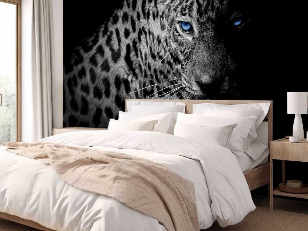Leopard på svart tapet