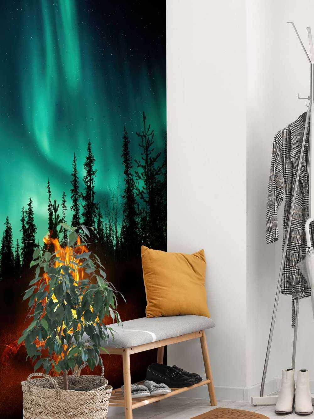 Bål under nordlyset