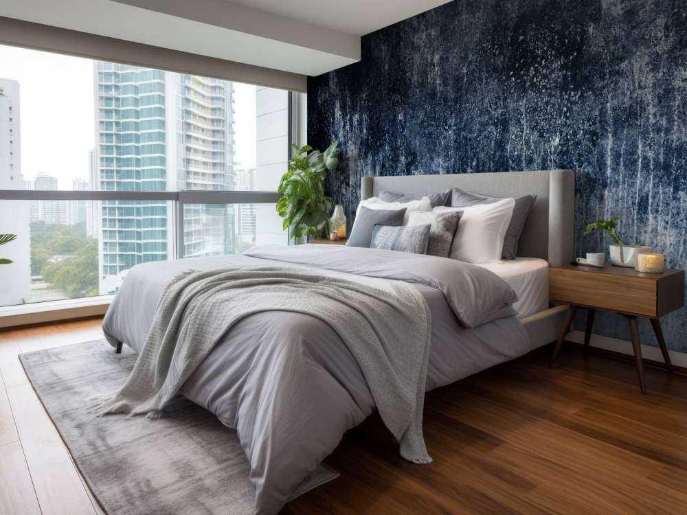 Gammel forvitret blå vegg