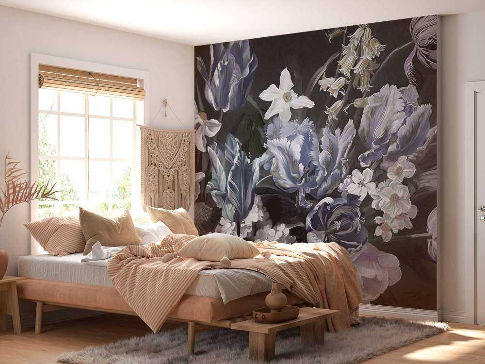 Bukett med blå pioner