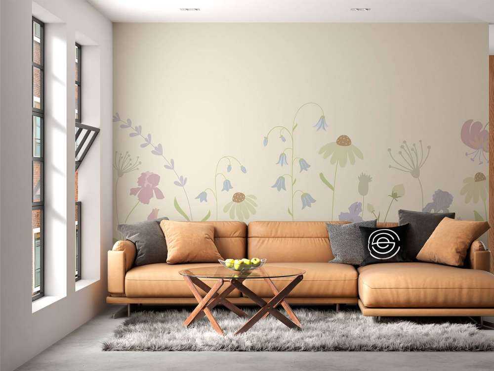 Blomsterfelt høy sand, gammelrosa, grønt og syrin