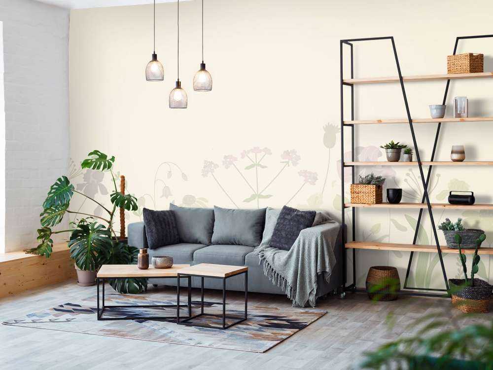 Blomsterfelt i beige og gammelrosa