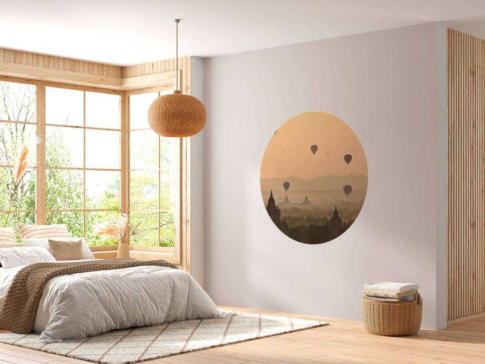 Bagan, balloons flying over ancient temples