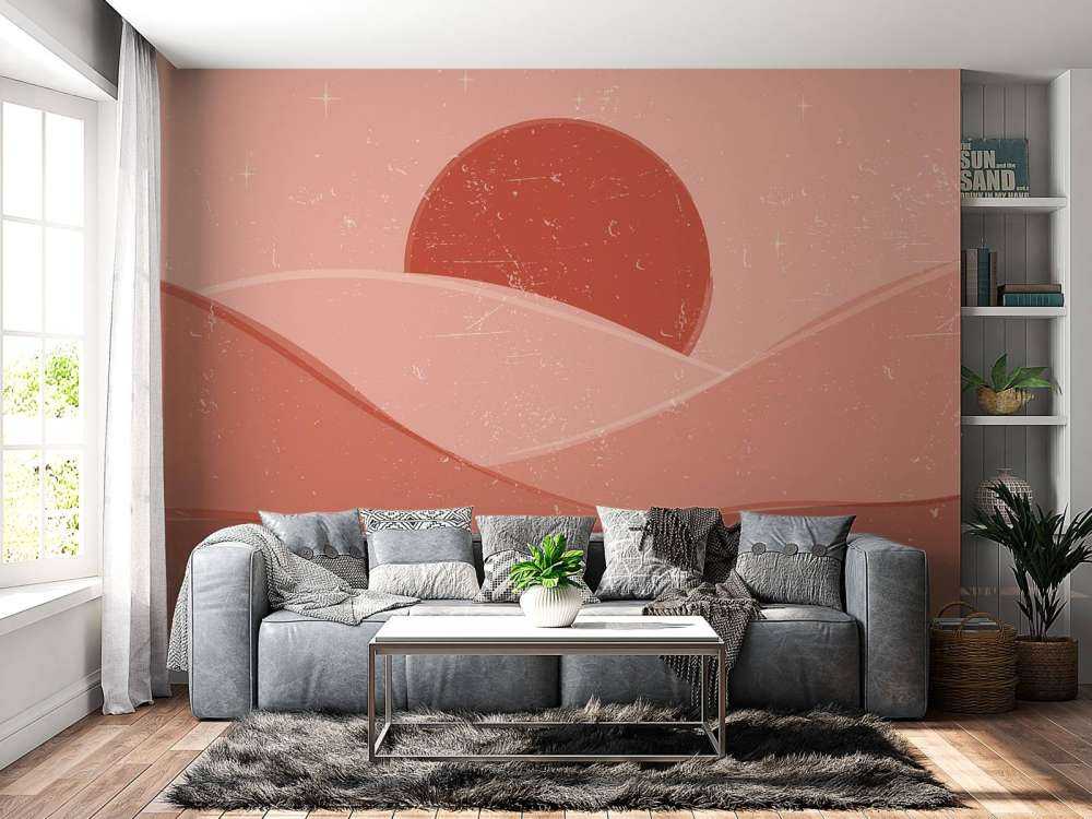 Røde bølger foran solen