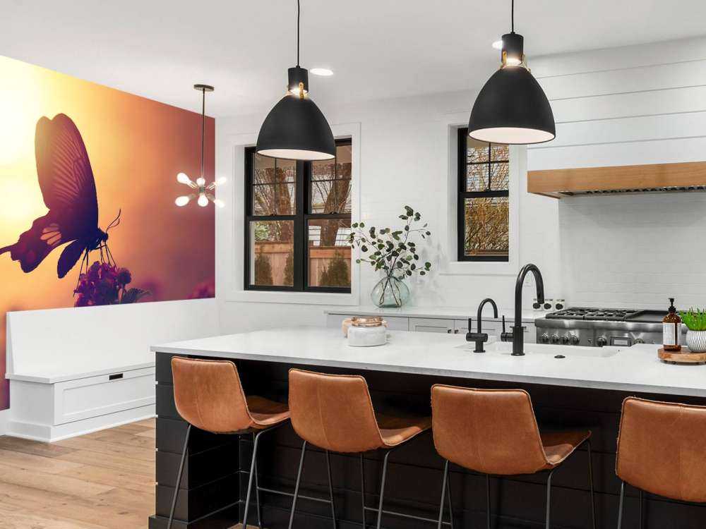 Sommerfugl med solnedgang