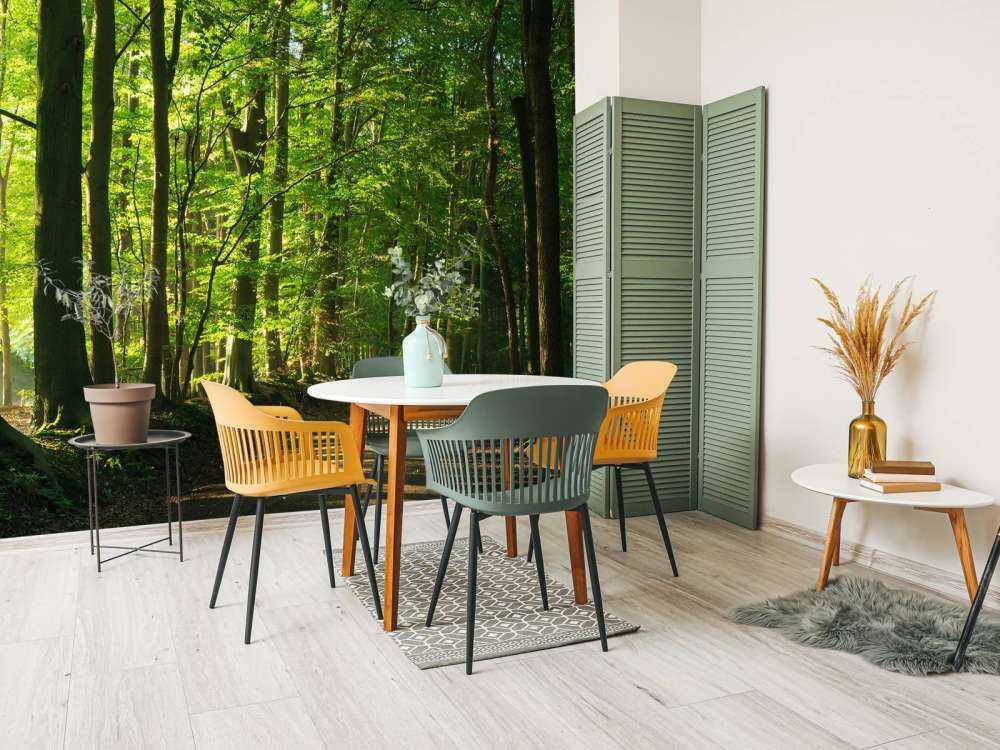 Solig väg till och med en skog