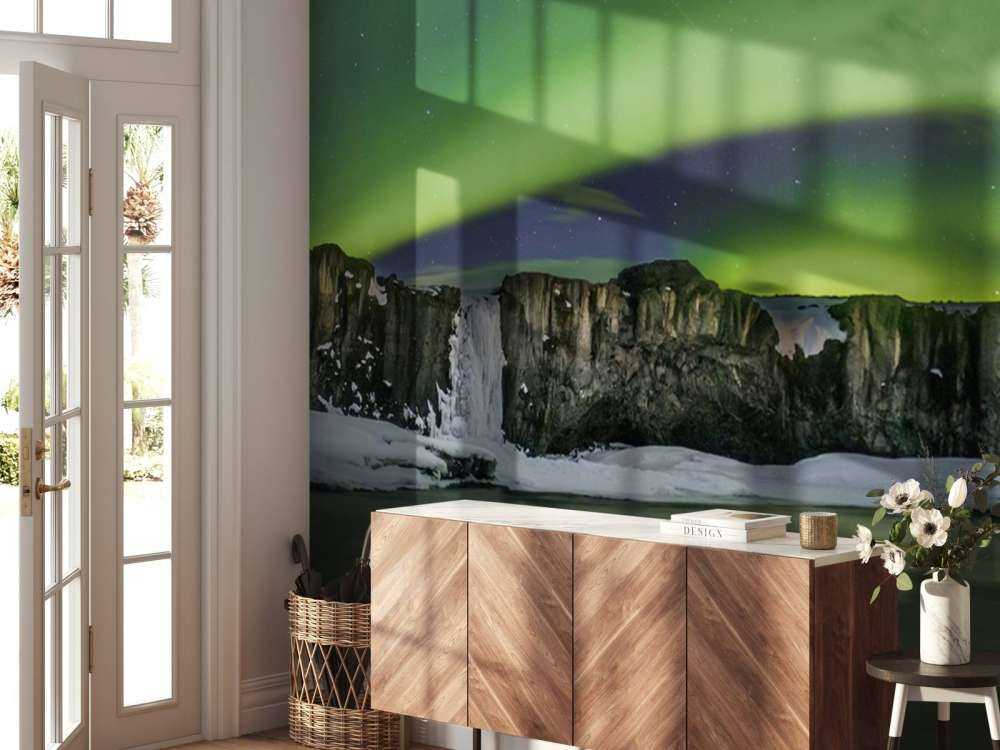 Panoramafoto av norrskenet