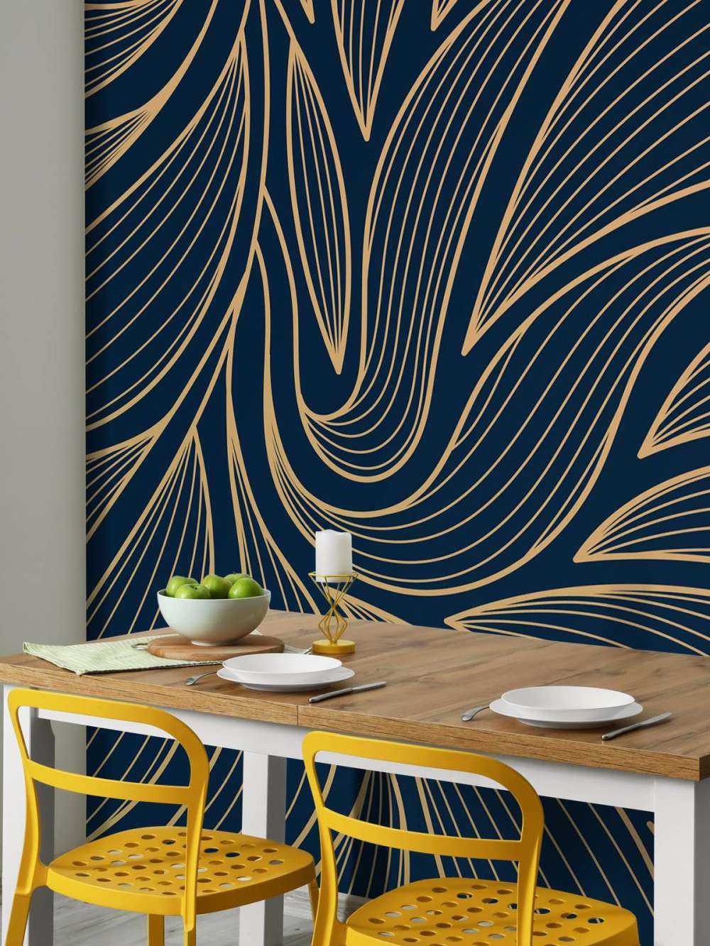 Art deco blommor blå
