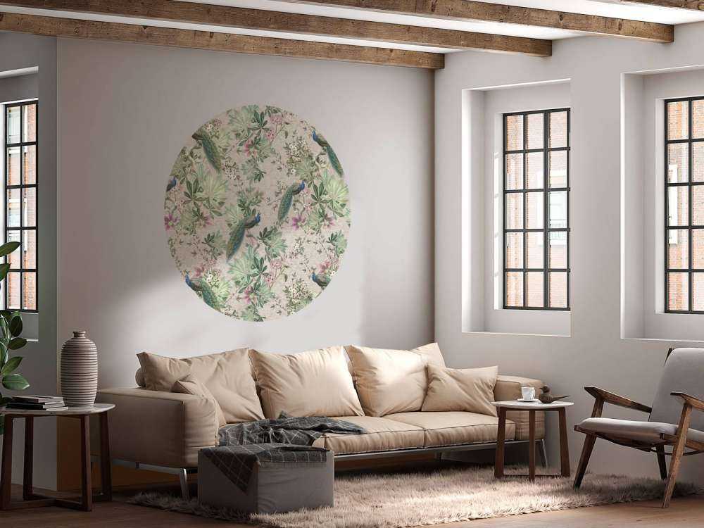 Vintage trädgård påfåglar - grädde