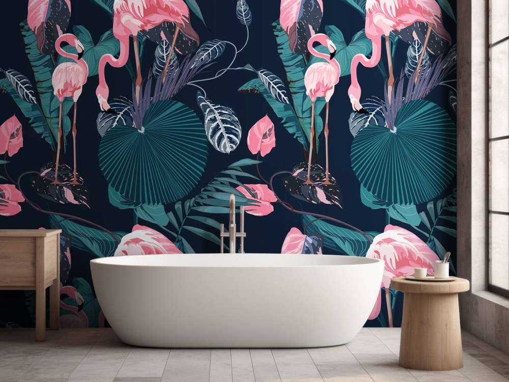 Vilde lyserøde flamingoer