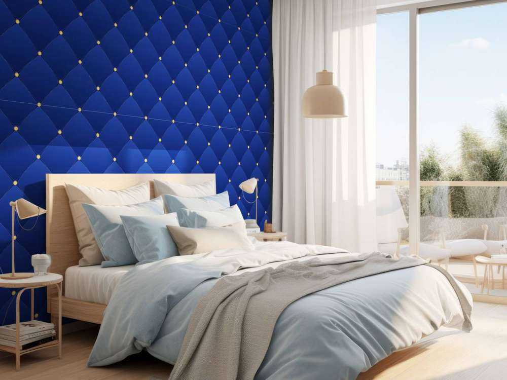 Mørkeblåt chesterfield mønster