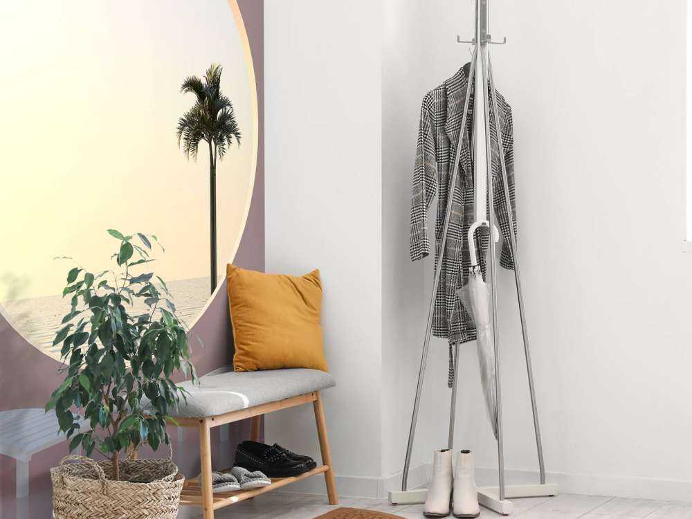 Pink væg med cirkel