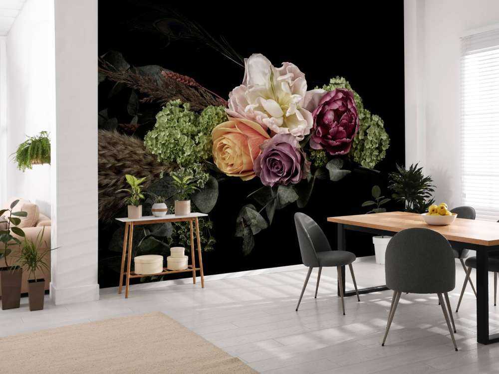 Påfugle fjer blomsterbuket