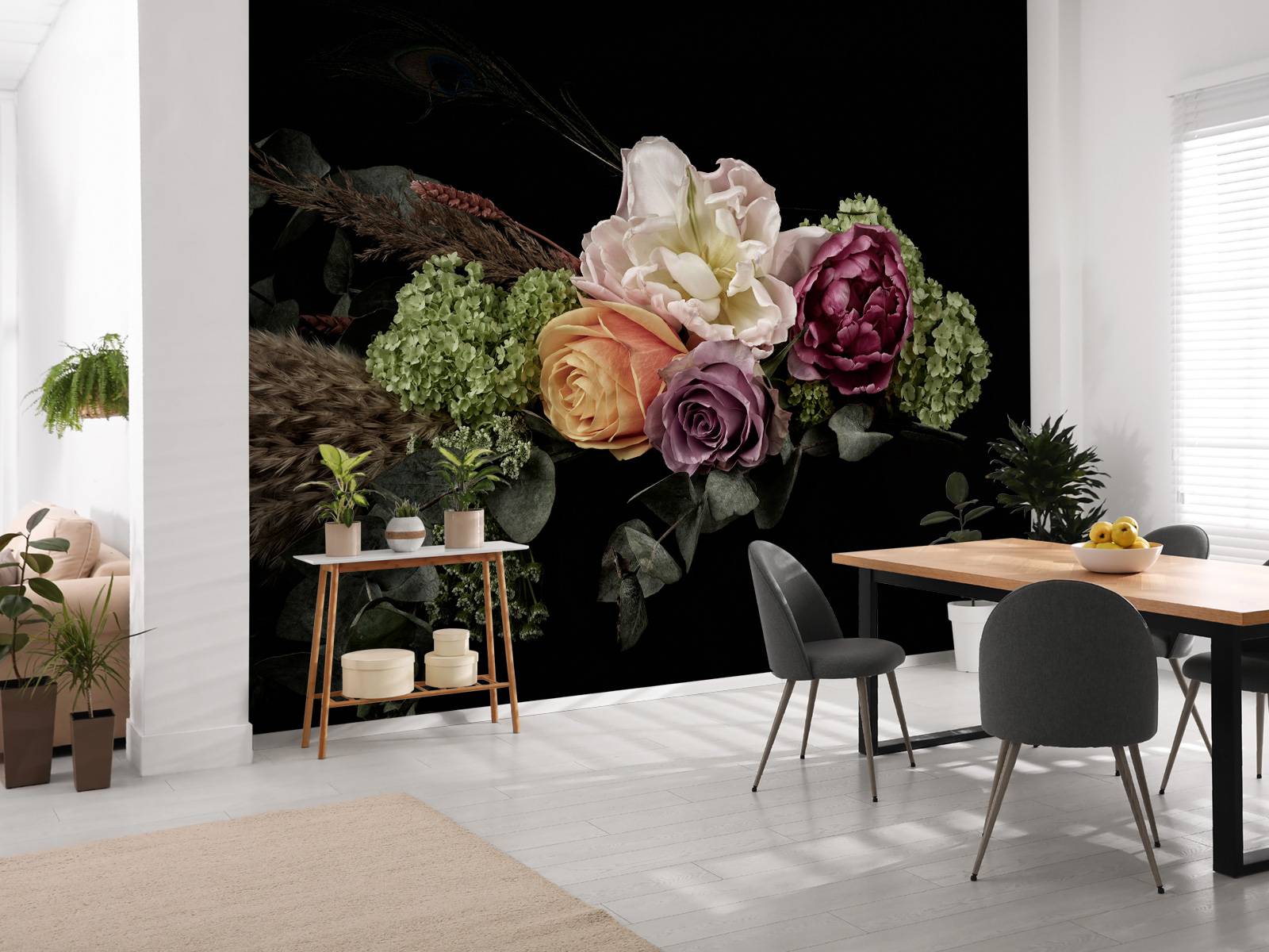 Påfugle fjer blomsterbuket