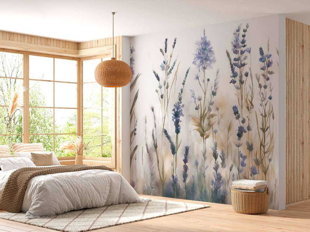 Lavendel Eng Sømløs Blød Blå