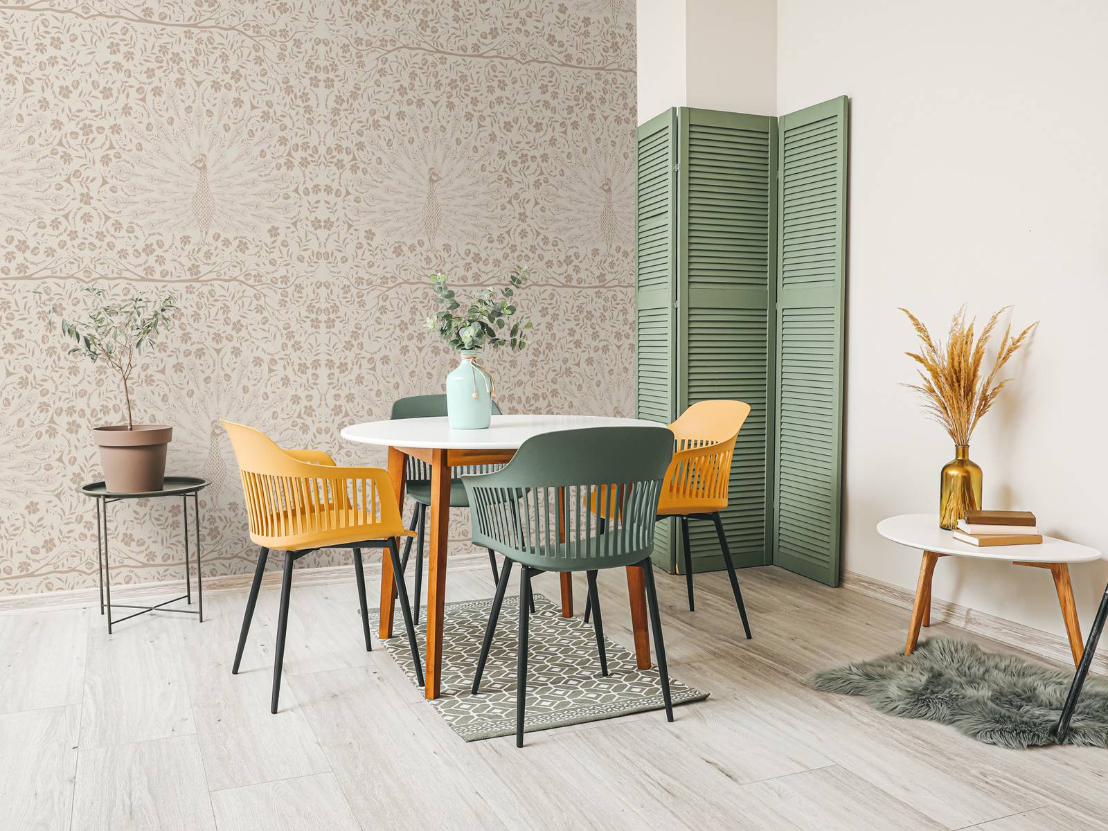 Klassisk elegant påfugledamaskmønster - taupe