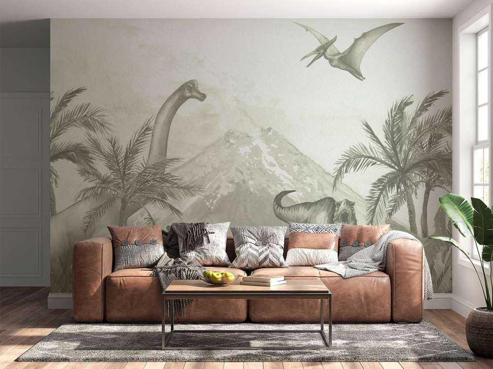 Forskellige dinosaurer i grønt