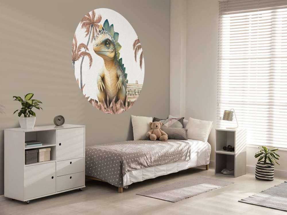 Baby stegosaurus i den taupefarvede junglen